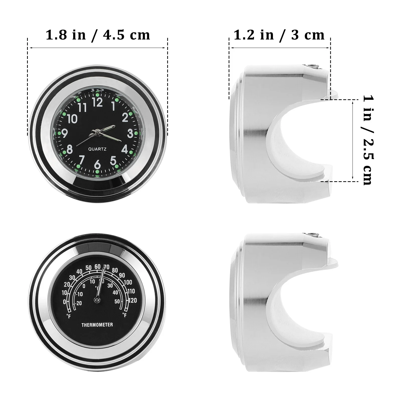 Часы WINOMO с циферблатом на руле мотоцикла 22-25 мм, совместимые с (черный) 4