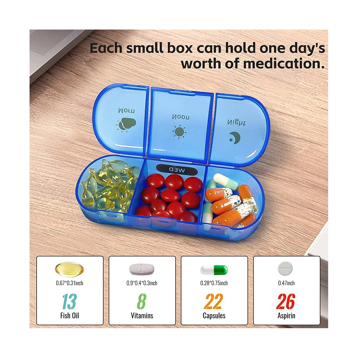 Еженедельный органайзер для таблеток Содержит 7 милых коробочек 3 раза в день, утром и вечером, органайзер для лекарств, предметы первой необходимости для путешествий 4