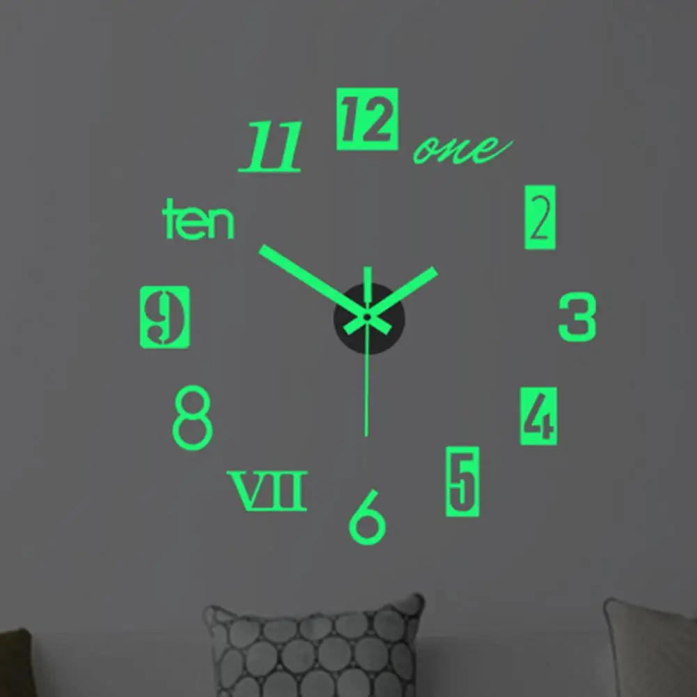 Настенные часы Наклейка Современный Клей Большие Цифры Зеркальный Эффект Художественные Часы Товары Для дома Настенные Часы 3D Настенные Часы 4