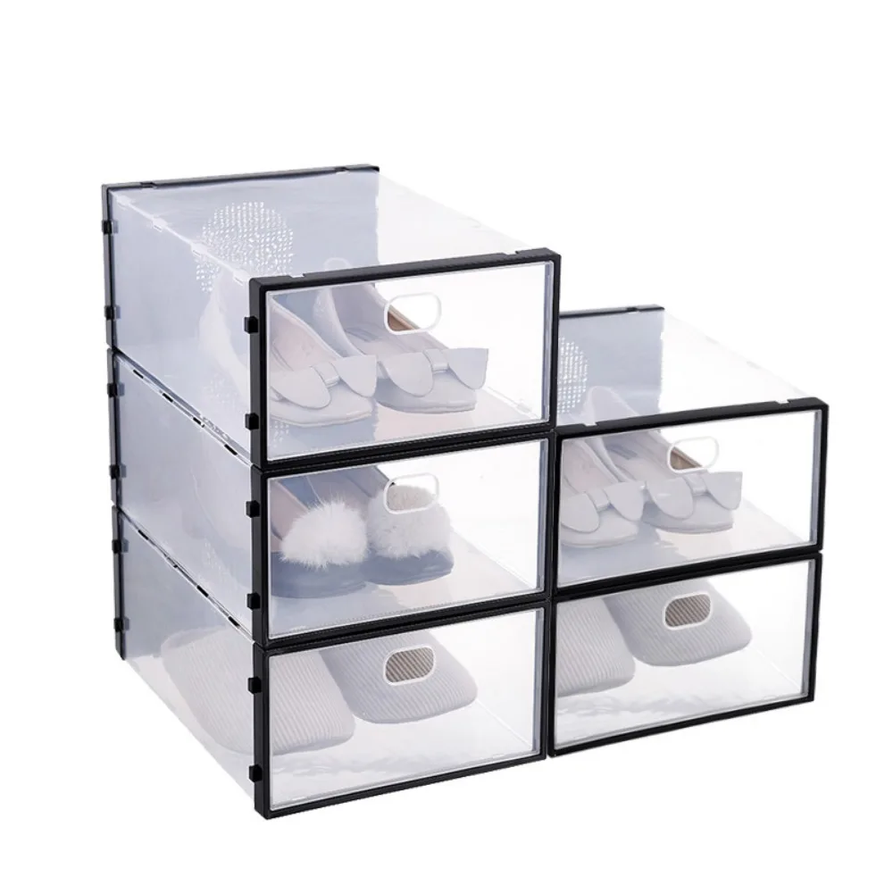 Шкаф для хранения обувных коробок Прозрачный Выдвижной Передний стеллаж для хранения обуви Пластиковый Акриловый прозрачный шкаф Онлайн-дисплей 5
