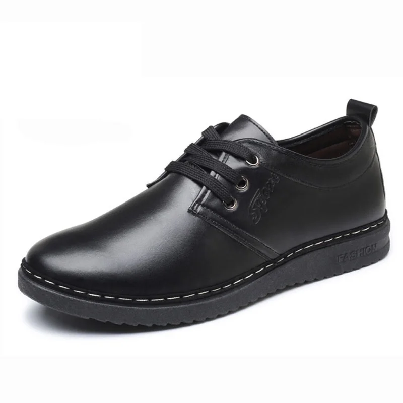 Весенне-летняя мужская повседневная кожаная обувь на шнуровке, коричневая мужская обувь на плоской подошве в английском стиле, Черная повседневная официальная обувь 0