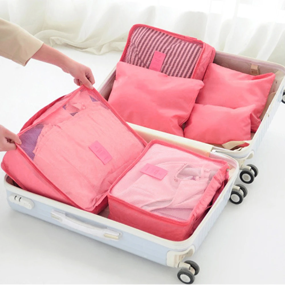 набор дорожных сумок для хранения 6шт Портативный Складной Органайзер для багажа для упаковки обуви, одежды, Аккуратный органайзер для гардероба, чемодана, сумки 2