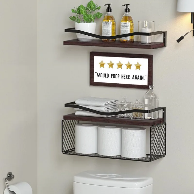 Сверхмощный стеллаж для хранения вещей в ванной комнате с настенным креплением и съемными полками, съемные корзины и крючки 5