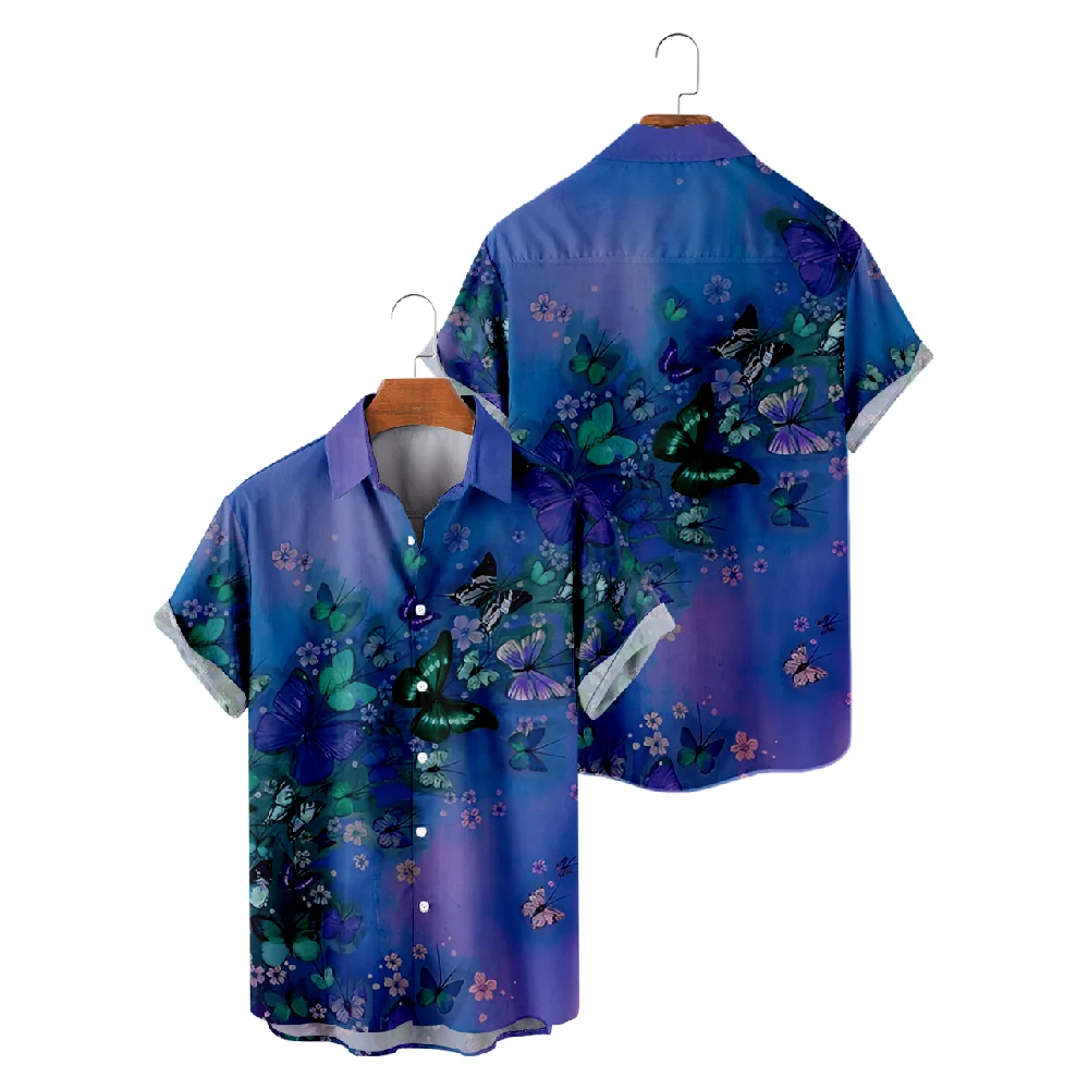 Повседневные рубашки для мужчин с градиентным зернистым дизайном, рубашки с принтом кокосовой пальмы, Летние топы для пляжного отдыха с коротким рукавом, Дышащие 2
