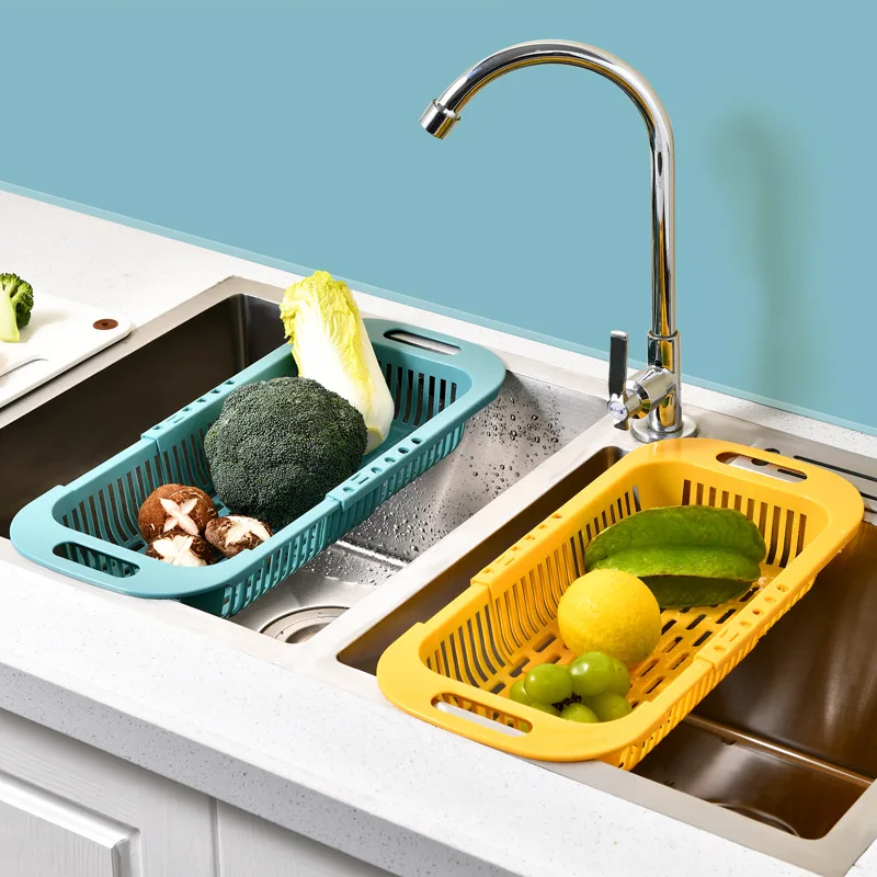 Регулируемая длина Кухонная раковина Сливная корзина для посуды Сливное устройство для растительного мыла Держатель губки Кухонные Принадлежности Органайзер Гаджеты 2