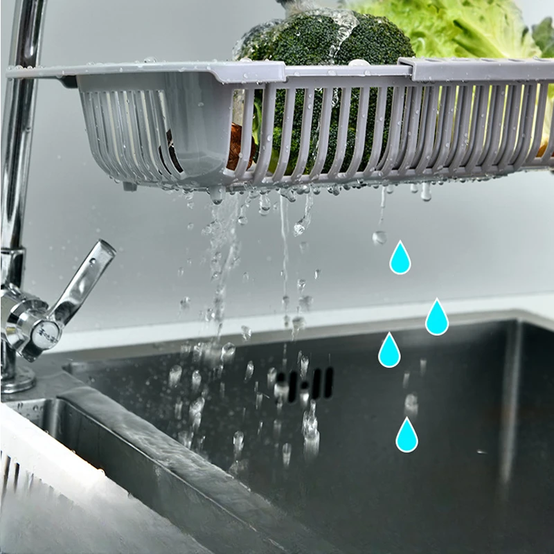 Регулируемая длина Кухонная раковина Сливная корзина для посуды Сливное устройство для растительного мыла Держатель губки Кухонные Принадлежности Органайзер Гаджеты 3