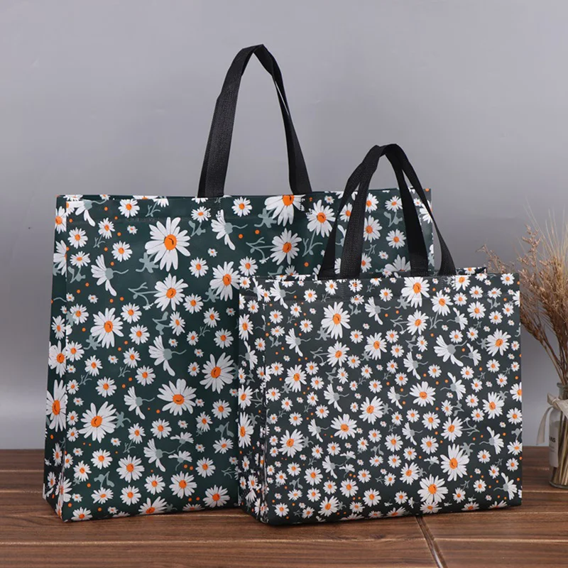 Сумка-тоут с цветочным принтом, многоразовая сумка для покупок, водонепроницаемая нетканая эко-дорожная сумка, складные сумки для багажа большой емкости 3