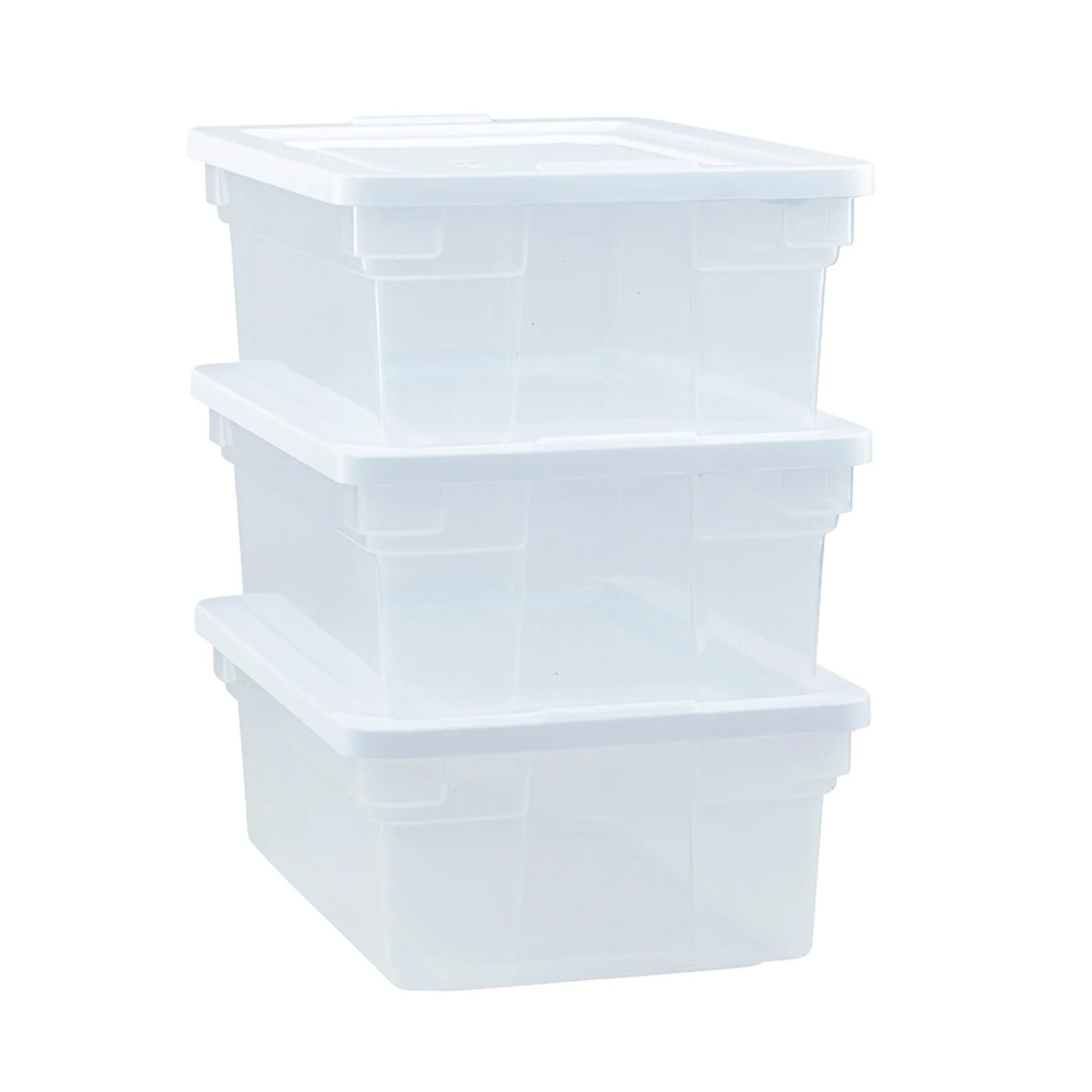 Штабелируемые Литые пластиковые контейнеры для хранения с легким доступом, Штабелируемые с крышкой для Гаража, спальни, кладовки или сарая, Прозрачные 1