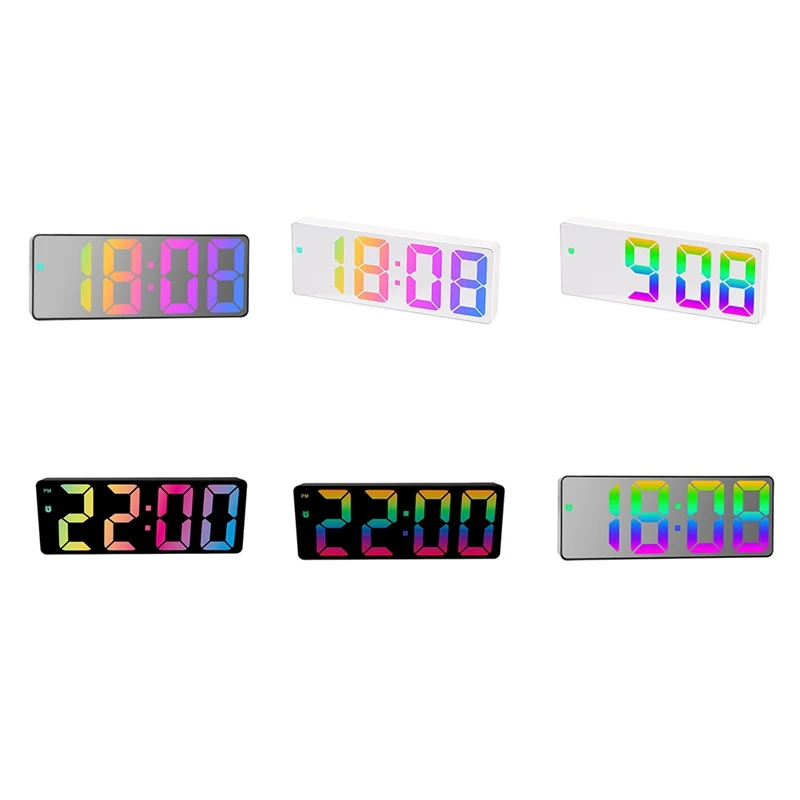 Цветной будильник, Светодиодные часы со светодиодным дисплеем, современные настольные часы для дома (модель Black Shell Black C) 0