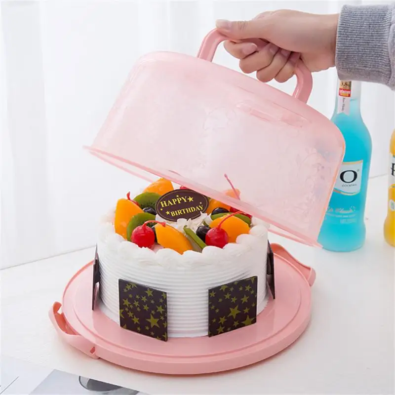 Круглая пластиковая коробка для торта, 1/2 шт., подставка для торта, подставка для торта с запирающейся крышкой, подставка для десерта, лоток для принадлежностей для свадебной вечеринки 2