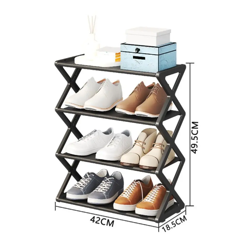 Пластиковая подставка для обуви Многофункциональный X-Образный Стальной футляр для обуви Пылезащитный Съемный Органайзер для обуви для дома 5