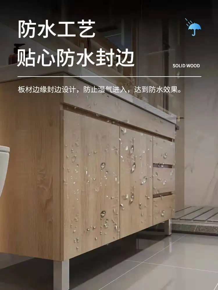 Легкая Роскошная Керамическая раковина из массива дерева, встроенный шкаф для ванной Комнаты, Столик для ванной Комнаты, набор шкафов для мытья рук, Умывальник 4