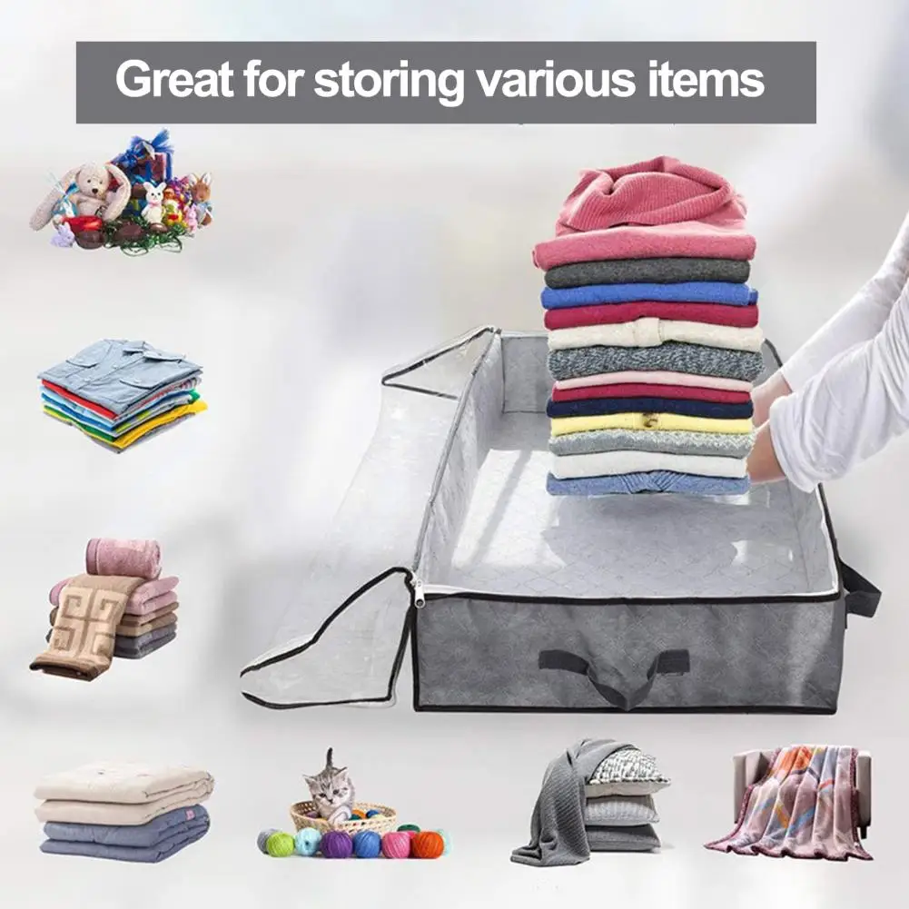 Износостойкая сумка для хранения Многофункциональные тканевые сумки для хранения с окнами, переносные ручки для одежды, одеяла, простыни 5