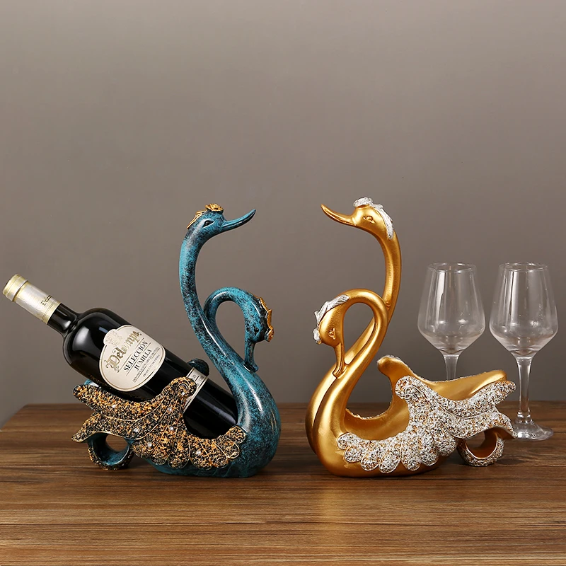 Высококачественная легкая Роскошная подставка для винных бутылок Swan, украшение ресторана, креативный винный шкаф в европейской гостиной, винная полка для вина 1