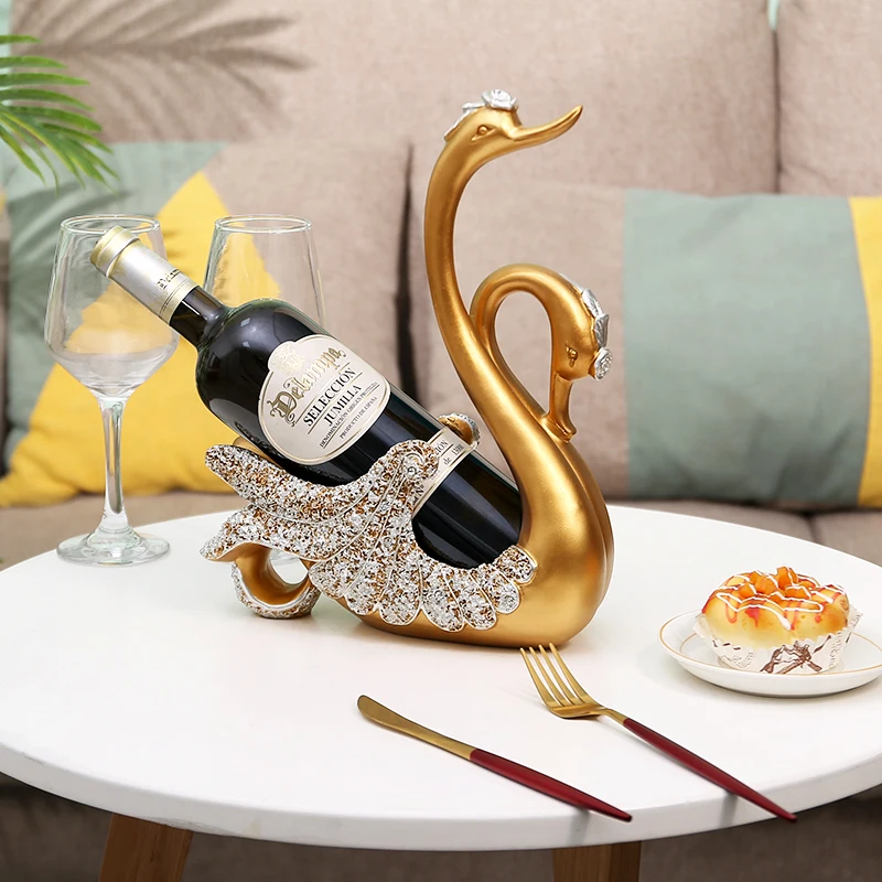 Высококачественная легкая Роскошная подставка для винных бутылок Swan, украшение ресторана, креативный винный шкаф в европейской гостиной, винная полка для вина 3
