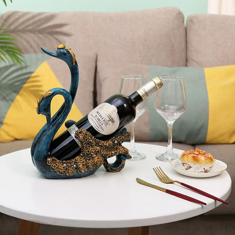 Высококачественная легкая Роскошная подставка для винных бутылок Swan, украшение ресторана, креативный винный шкаф в европейской гостиной, винная полка для вина 5