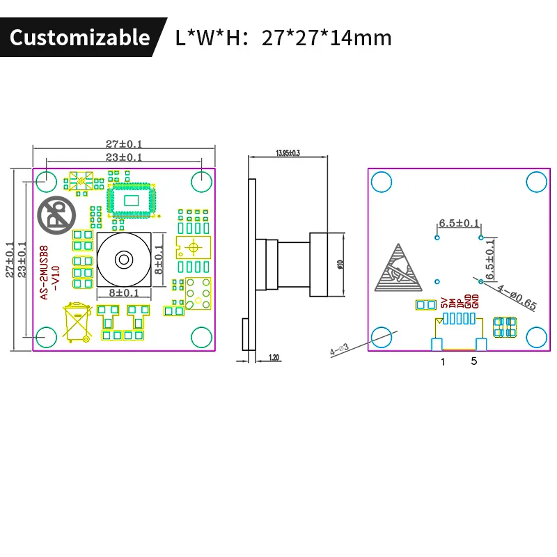 Цена по прейскуранту завода-изготовителя 2-мегапиксельная cmos встроенная камера для ноутбука Датчик HM2057 1600 * 1200 OEM mini USB модуль камеры 5