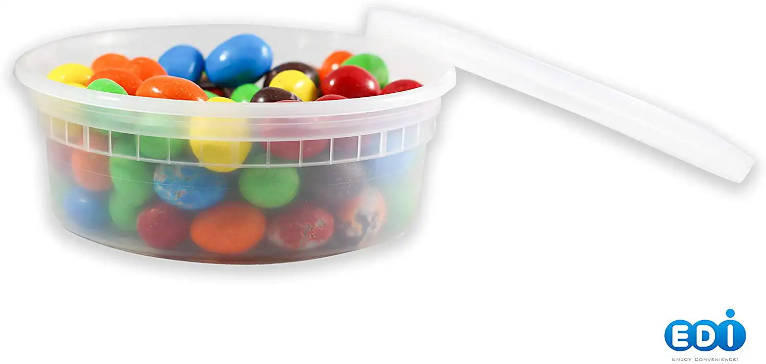 Контейнеры для деликатесов (8 унций, 25 г)] Пластиковые контейнеры для хранения деликатесов с герметичными крышками | -, можно замораживать и мыть в посудомоечной машине | Не содержит BPA 1