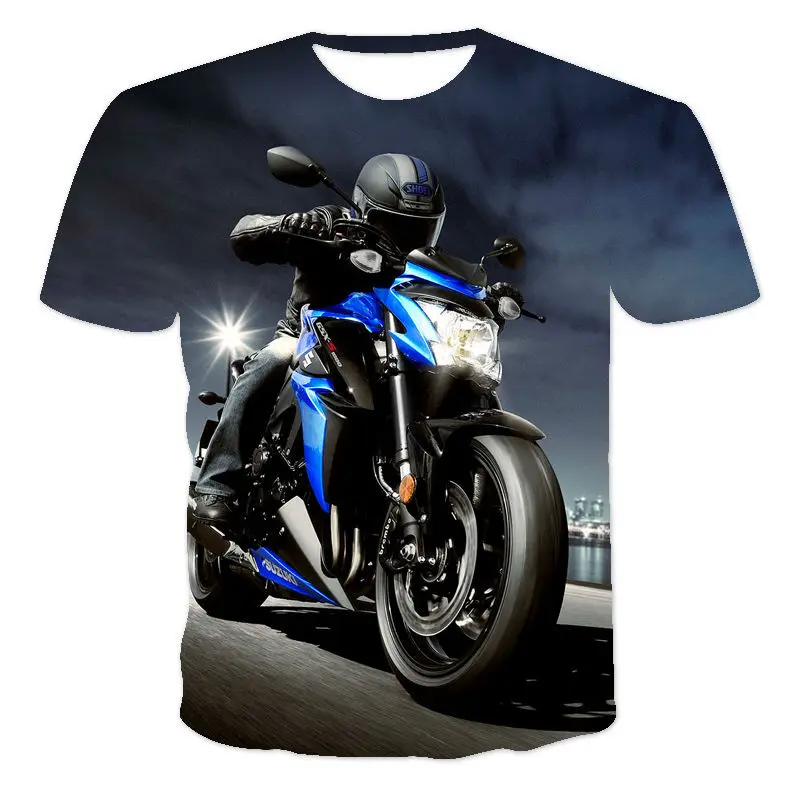 Последняя летняя мужская модная спортивная футболка с короткими рукавами из популярной серии 3D Cool Motorcycle 0