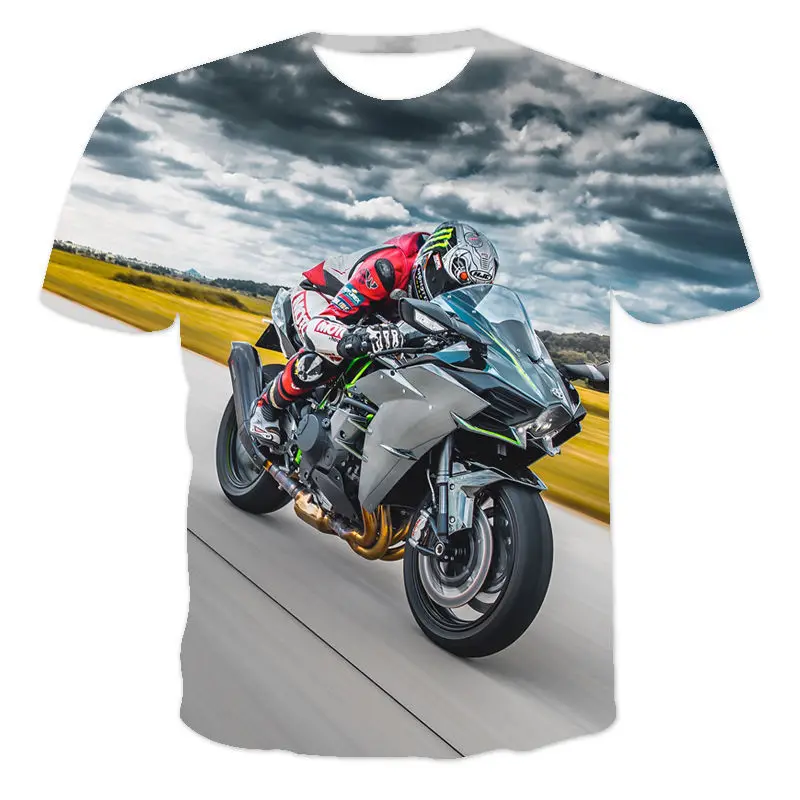 Последняя летняя мужская модная спортивная футболка с короткими рукавами из популярной серии 3D Cool Motorcycle 1