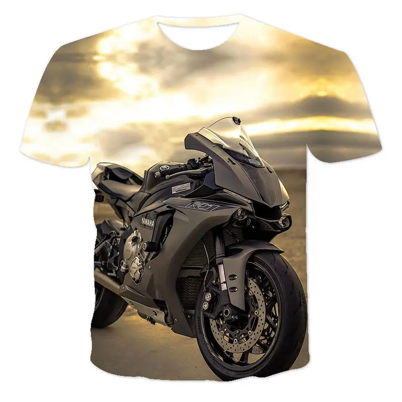 Последняя летняя мужская модная спортивная футболка с короткими рукавами из популярной серии 3D Cool Motorcycle 2