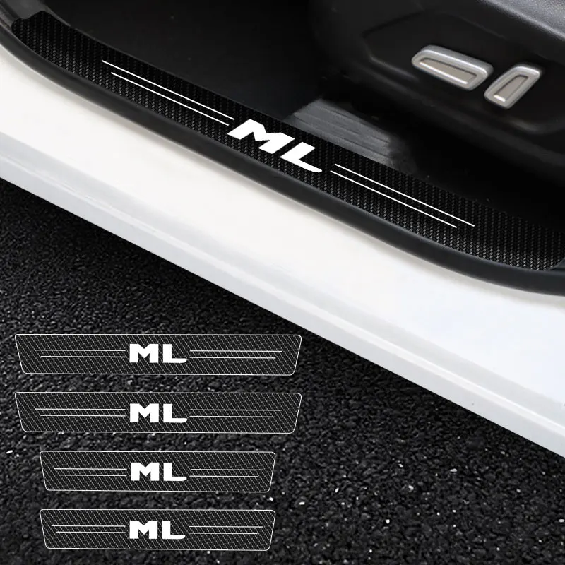 4шт Автомобильные Наклейки Против Царапин Протектор Порога Для Mercedes Benz ML Class Защита Порога Автомобиля Из Углеродного Волокна Stylin 3
