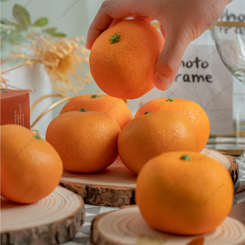 Имитационная модель фруктов, искусственный апельсин, поддельные апельсины, игрушки из искусственных фруктов, реквизит для фотосъемки еды, Ротанговый лоток для хранения, Корзина 2