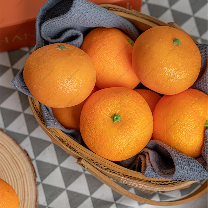 Имитационная модель фруктов, искусственный апельсин, поддельные апельсины, игрушки из искусственных фруктов, реквизит для фотосъемки еды, Ротанговый лоток для хранения, Корзина 3