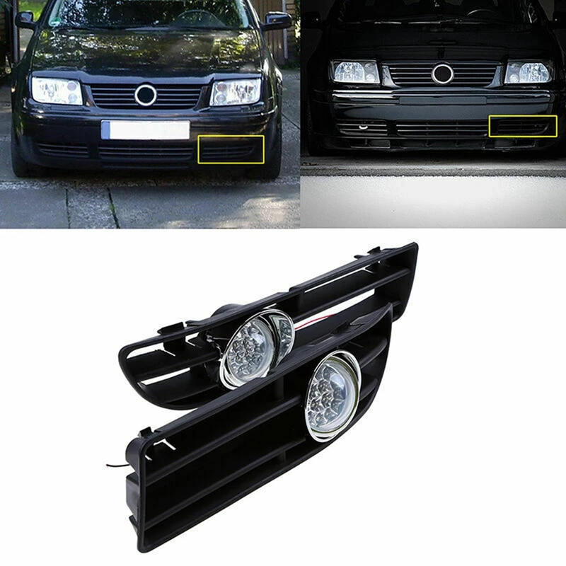 Передняя решетка противотуманной фары со светодиодной подсветкой для VW Bora Jetta MK4 1999-2007, 2 Пары 2
