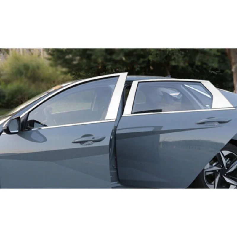 6шт Серебристый Зеркальный Эффект для Hyundai Elantra I30 Седан 2021 2022 2023 Автомобильная Дверь, Окно, Центральная Стойка, Наклейки Для Отделки 1