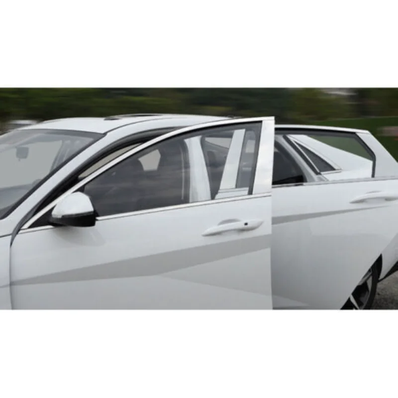 6шт Серебристый Зеркальный Эффект для Hyundai Elantra I30 Седан 2021 2022 2023 Автомобильная Дверь, Окно, Центральная Стойка, Наклейки Для Отделки 2
