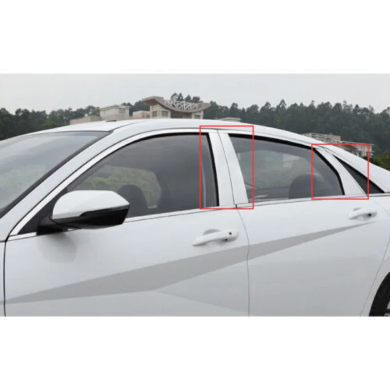6шт Серебристый Зеркальный Эффект для Hyundai Elantra I30 Седан 2021 2022 2023 Автомобильная Дверь, Окно, Центральная Стойка, Наклейки Для Отделки 3