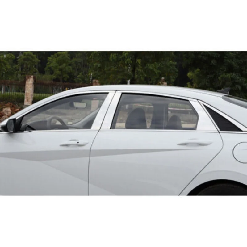 6шт Серебристый Зеркальный Эффект для Hyundai Elantra I30 Седан 2021 2022 2023 Автомобильная Дверь, Окно, Центральная Стойка, Наклейки Для Отделки 4