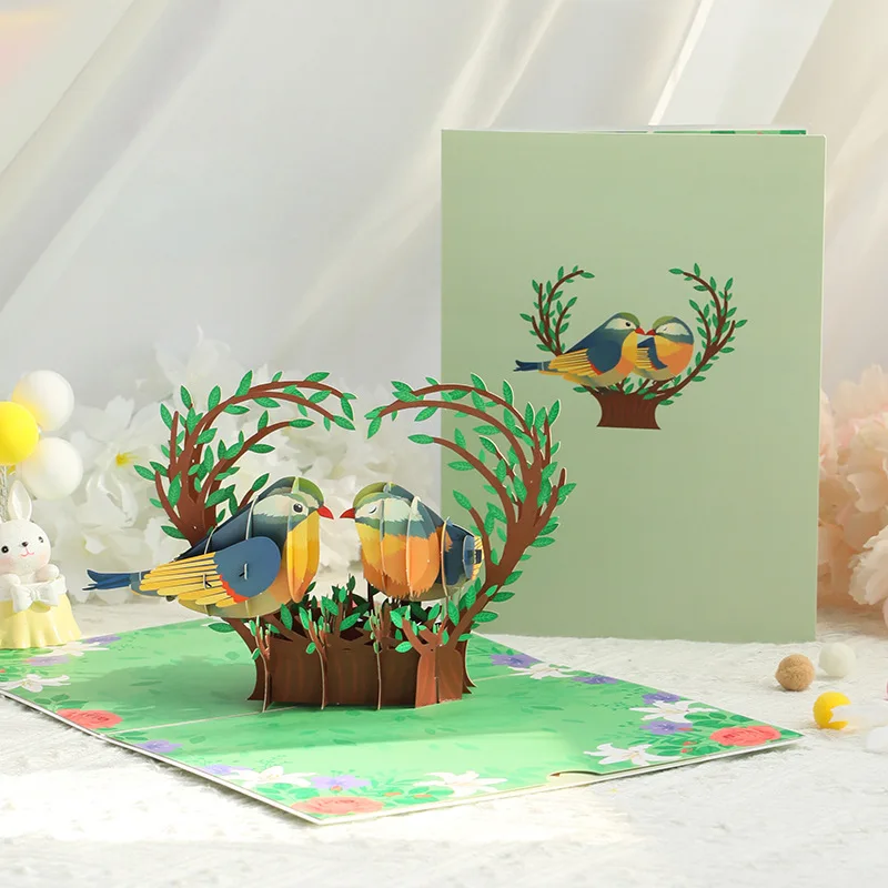 3D Набор поздравительных открыток Lovebirds, написанных от руки, Принадлежности для поздравительных открыток на свадьбу, День Рождения, для детей, Мальчиков и девочек 1