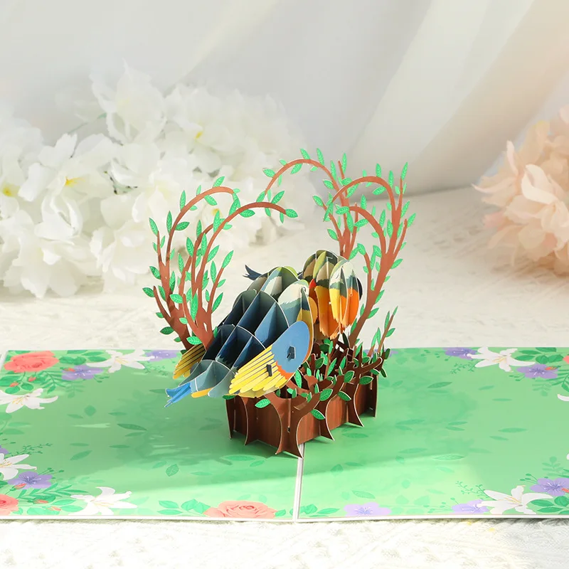 3D Набор поздравительных открыток Lovebirds, написанных от руки, Принадлежности для поздравительных открыток на свадьбу, День Рождения, для детей, Мальчиков и девочек 3