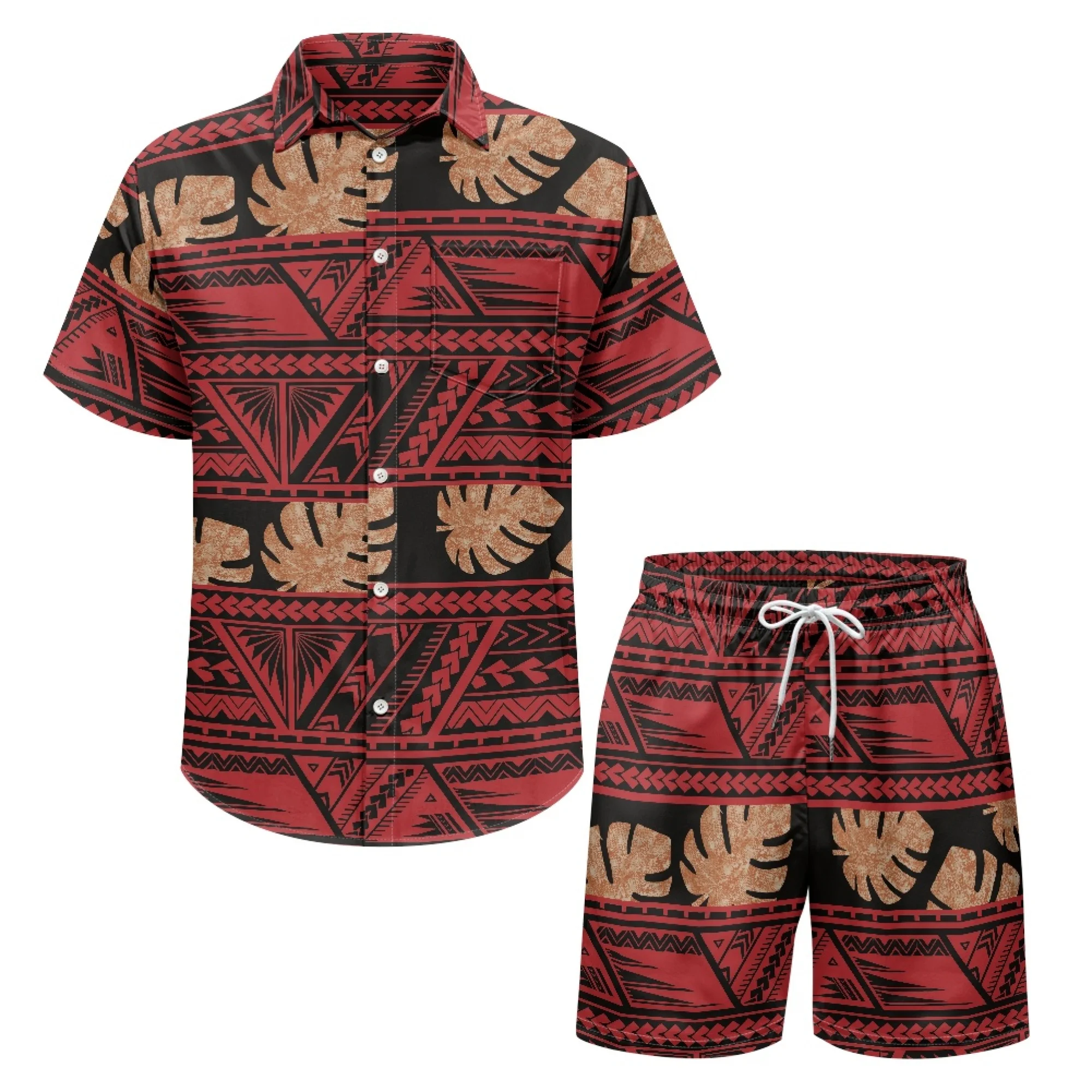 Мужской костюм для пляжного отдыха в Полинезии, повседневная рубашка, шорты, гавайский купальник с рисунком на заказ, рубашка для солнечных ванн для вечеринки 2