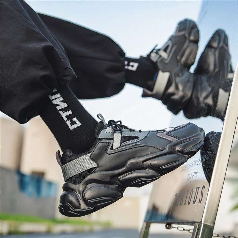 Мужские черные кроссовки на платформе, мужская зимняя мода, массивная обувь, кроссовки, Уличная мужская обувь, Мужская обувь для мужчин 5