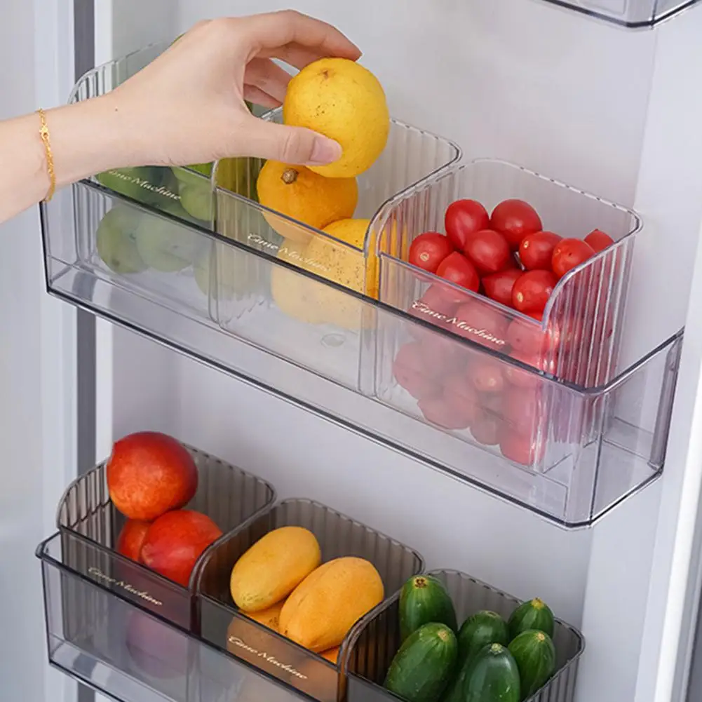 Ящик для хранения в холодильнике Держатель кисточки для макияжа Эффективная организация кухни Прозрачные дверцы холодильника Ящики для хранения продуктов 0