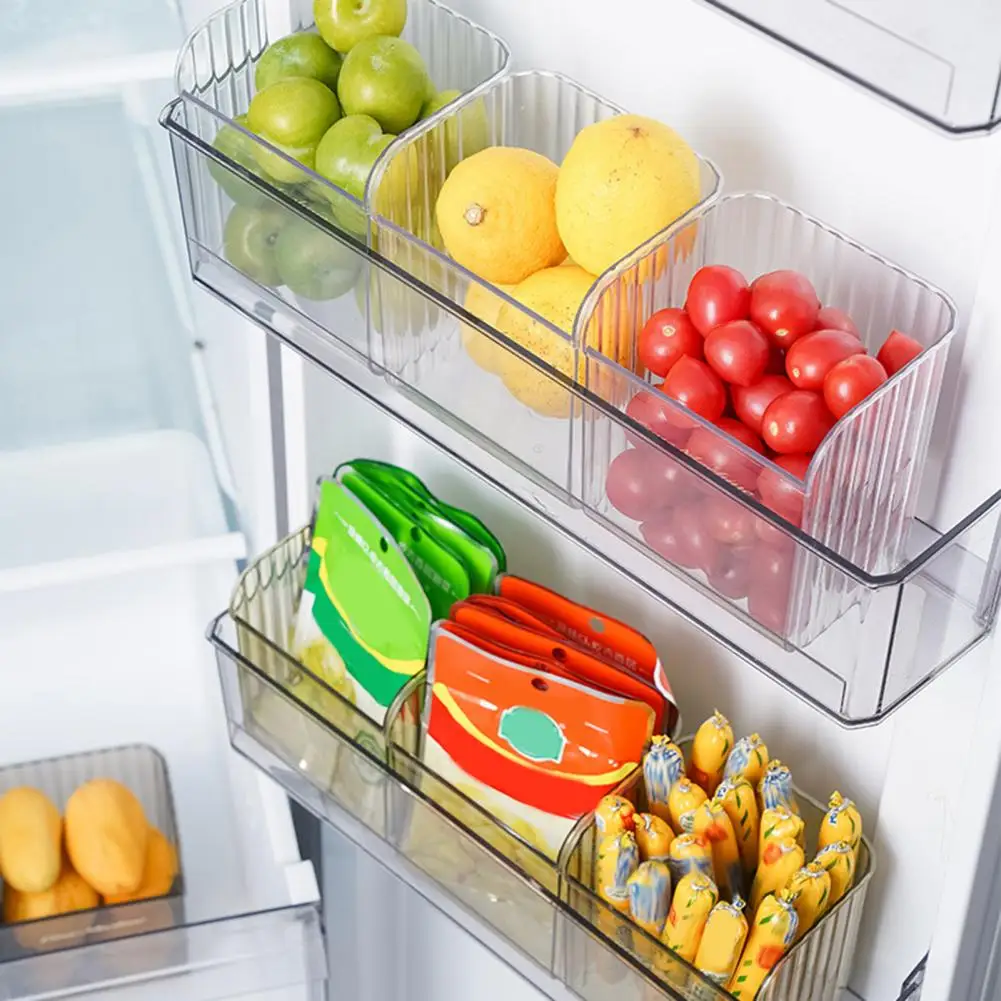 Ящик для хранения в холодильнике Держатель кисточки для макияжа Эффективная организация кухни Прозрачные дверцы холодильника Ящики для хранения продуктов 3