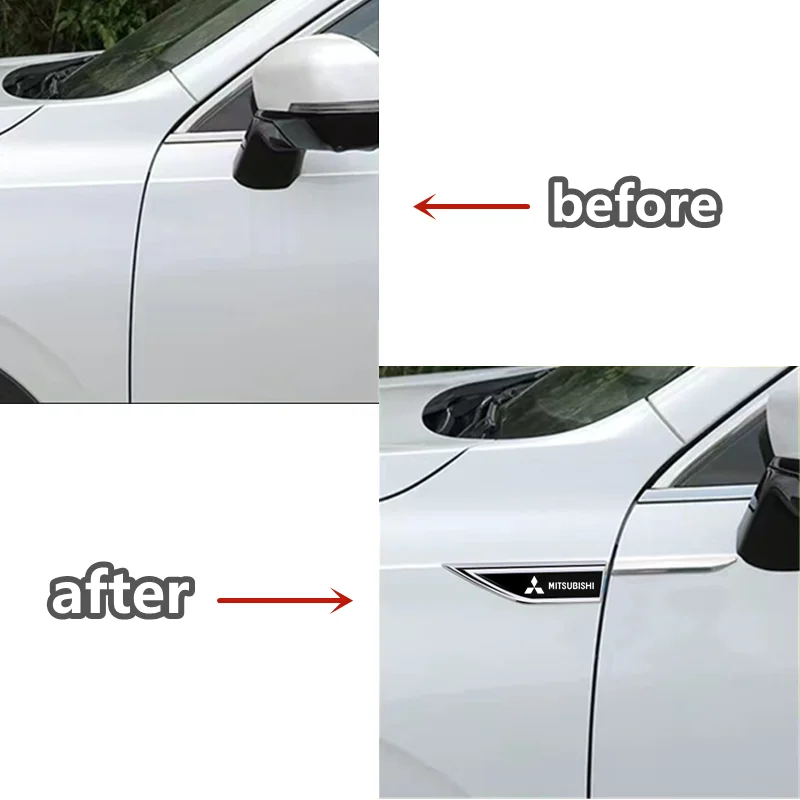Значок Бокового Лезвия На Крыле Автомобиля Защитная Металлическая Наклейка на Кузов Автомобиля для Mitsubishi Pajero Sport Outlander ASX Lancer Eclipse Cross 4