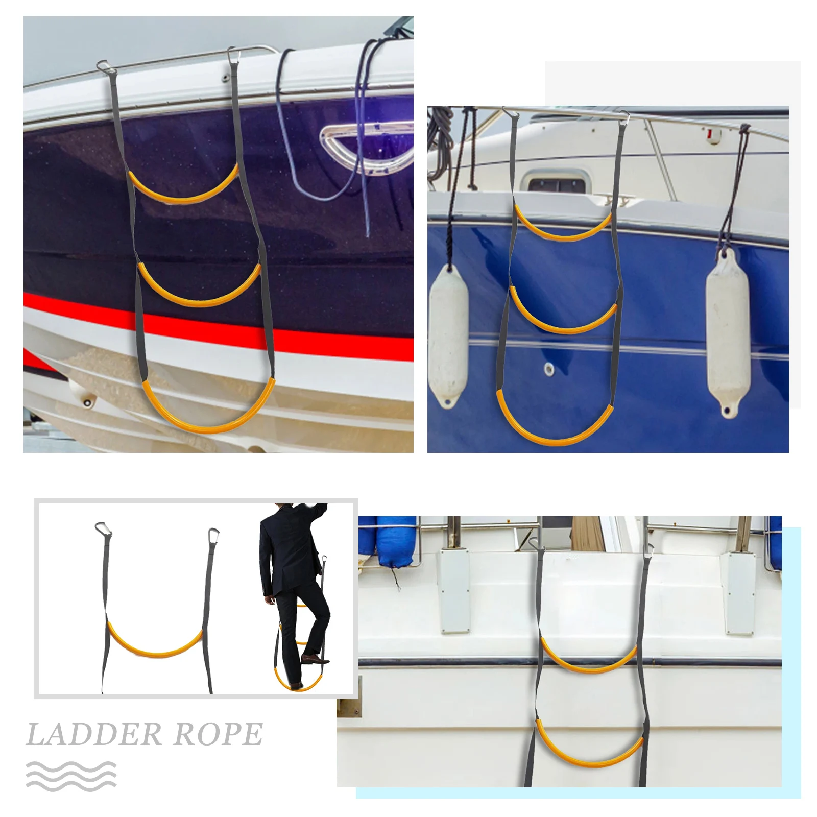 Морская веревочная лестница - удлинитель для складной лестницы с 3 ступенями для надувной лодки 1