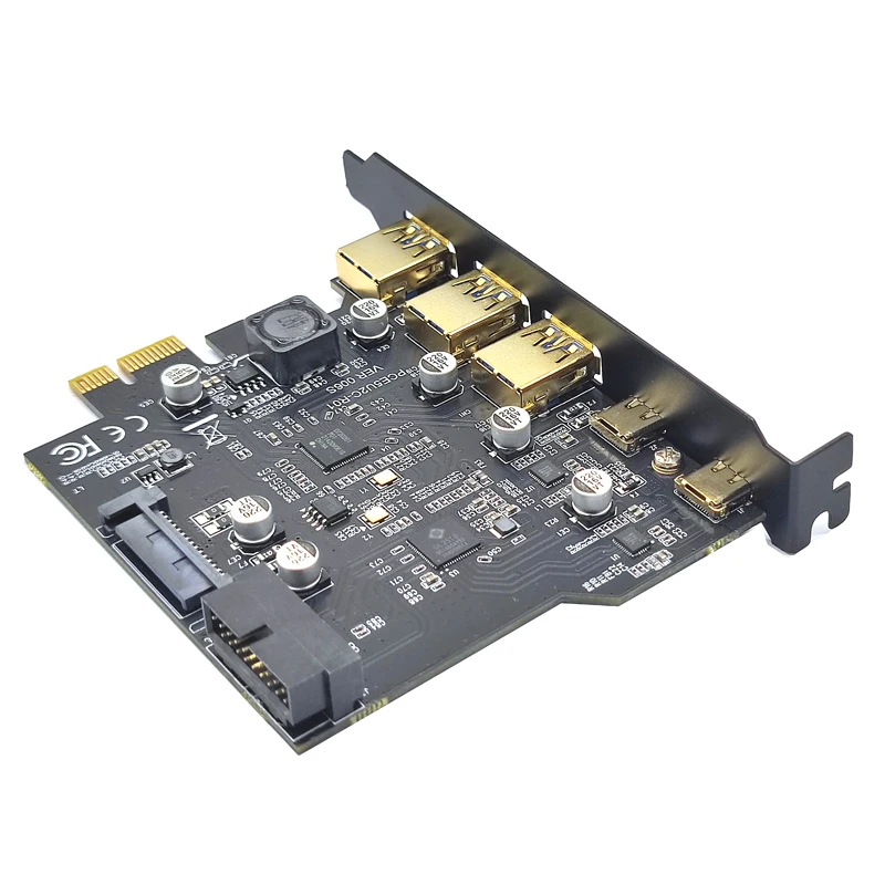 Тип C USB 3.2 Gen1 PCIE Card Концентратор USB 3.0 PCI Express Плата PCI-E PCI E USB 3 Адаптер Множитель USB3 3.1 Контроллер Riser Card 2