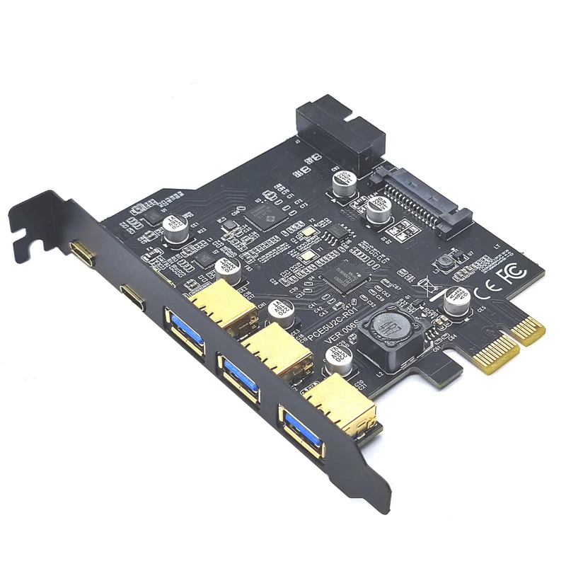 Тип C USB 3.2 Gen1 PCIE Card Концентратор USB 3.0 PCI Express Плата PCI-E PCI E USB 3 Адаптер Множитель USB3 3.1 Контроллер Riser Card 4