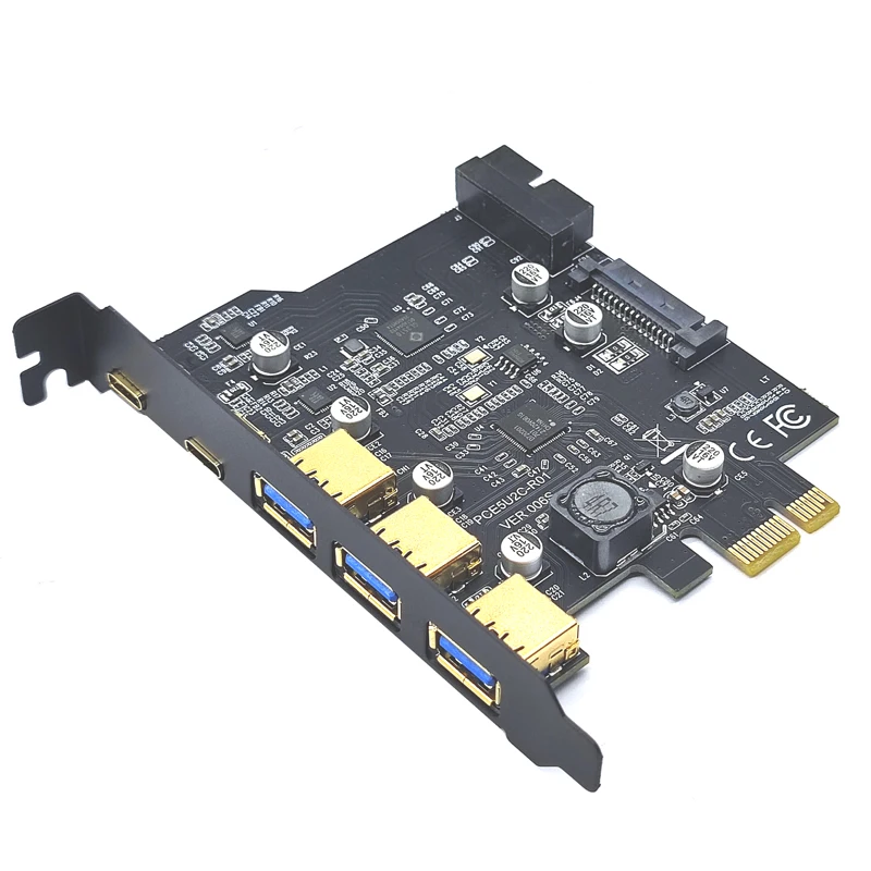 Тип C USB 3.2 Gen1 PCIE Card Концентратор USB 3.0 PCI Express Плата PCI-E PCI E USB 3 Адаптер Множитель USB3 3.1 Контроллер Riser Card 5