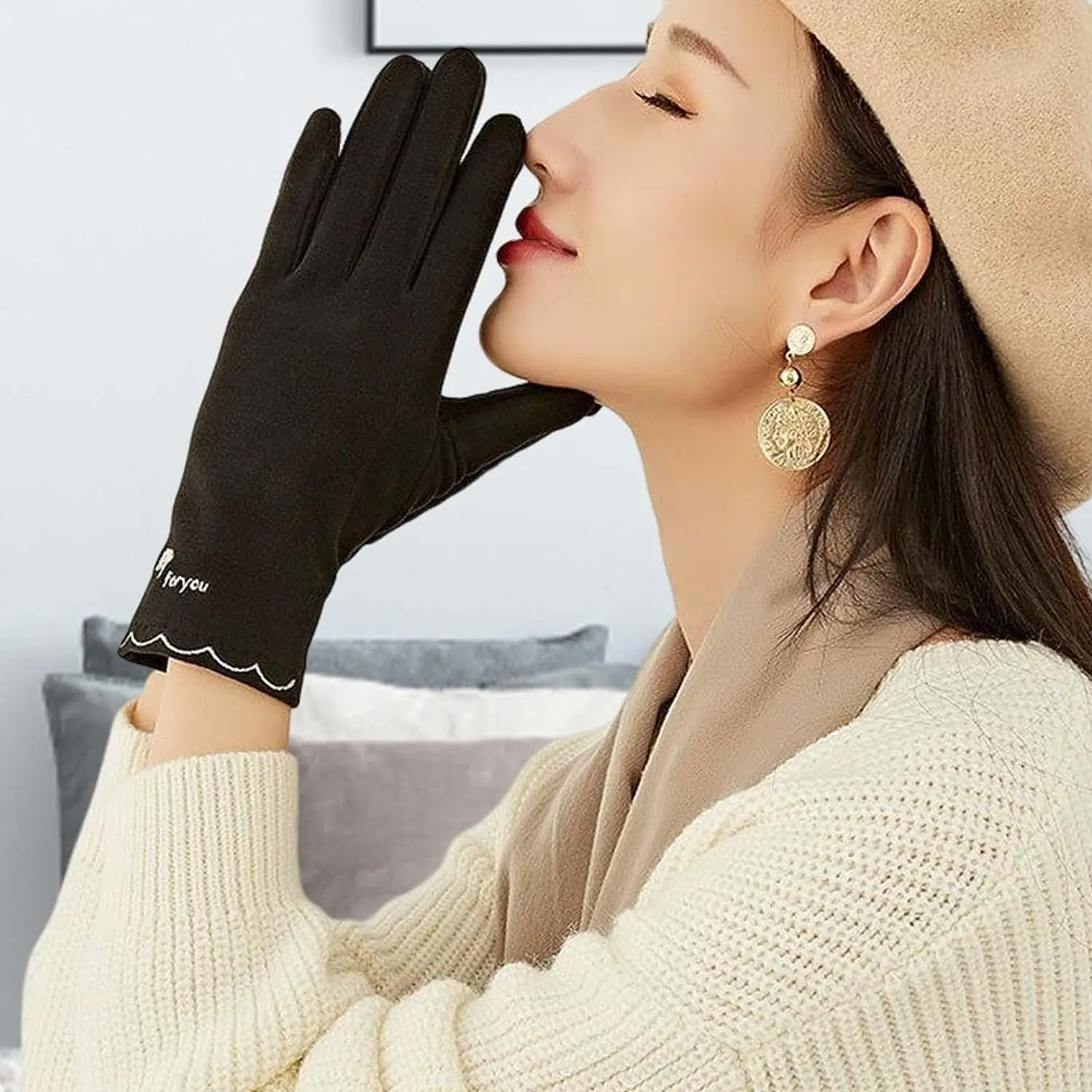 Зимние перчатки с сенсорным экраном для женщин, удобные противоскользящие перчатки с подкладкой для сенсорных экранов, нескользящие морозильные перчатки с сенсорным экраном для Dr 2