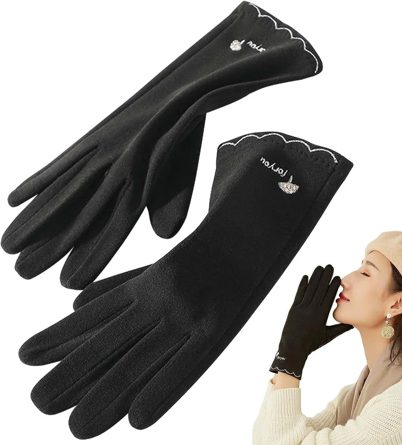 Зимние перчатки с сенсорным экраном для женщин, удобные противоскользящие перчатки с подкладкой для сенсорных экранов, нескользящие морозильные перчатки с сенсорным экраном для Dr 5