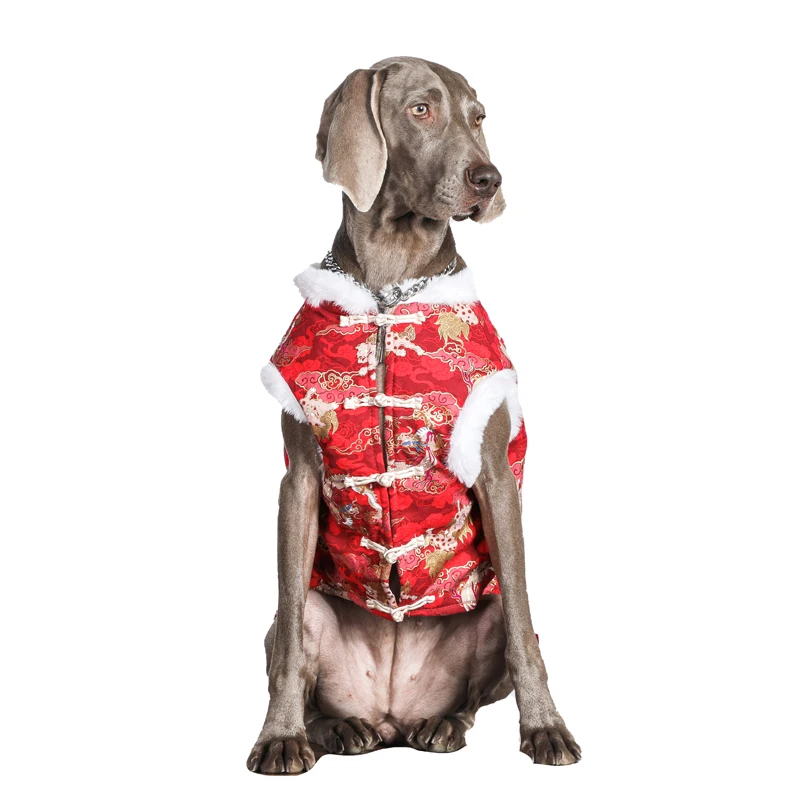 Одежда для собак на китайский Новый год, костюм Тан, Весенний фестиваль Чонсам, Одежда для больших домашних животных, пальто для собак породы Хаски Лабрадор Золотистый Ретривер 3