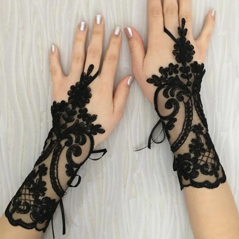Женские Свадебные перчатки без пальцев Кружевные Белые Черные Высококачественные Свадебные Перчатки Варежки Аксессуары Сексуальные Перчатки для вечеринок для девочек guantes 0