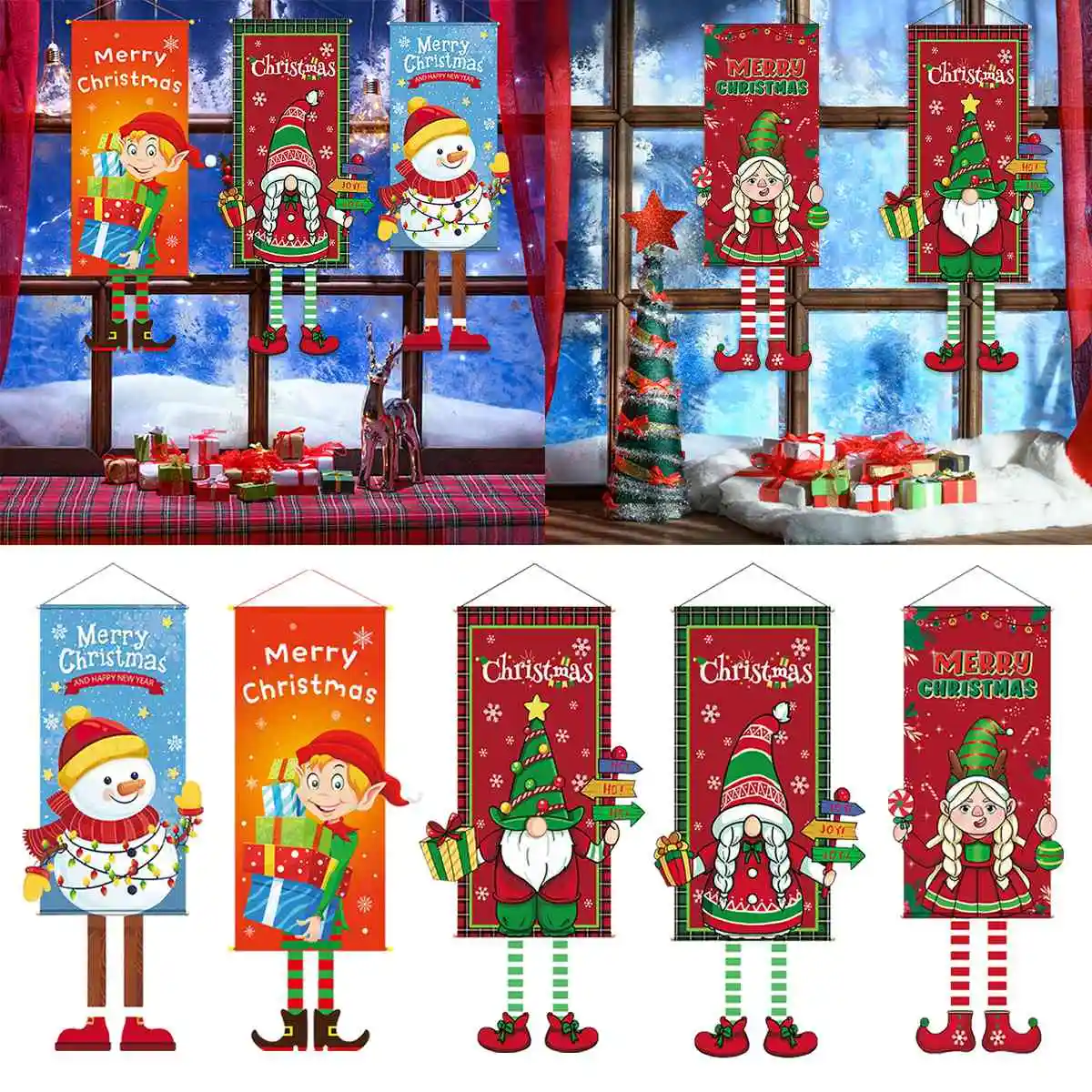 Веселого Рождества, Подвесной флаг, Рождественские украшения для дверей дома, Рождественские украшения, Рождественские подарки Navidad Decor 2023 Новый год 2024 1