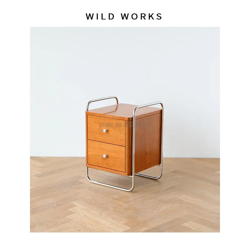 Современный минималистичный прикроватный столик Антикварная прикроватная тумбочка Антикварная мебель Bauhaus из нержавеющей Стали Классический дизайнерский стиль 0